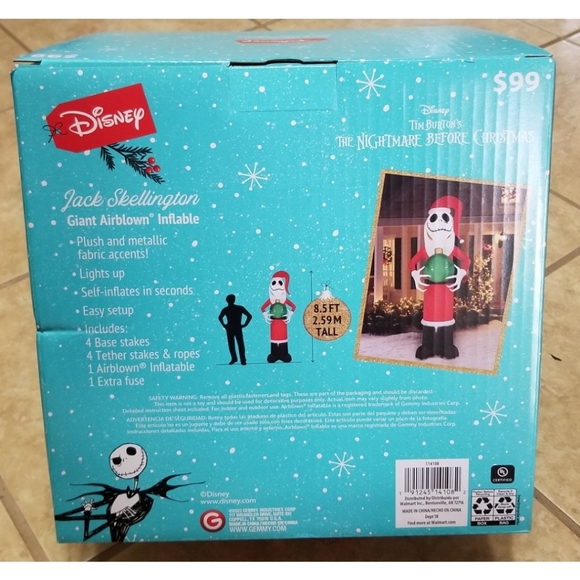 Gemmy Nightmare Before Christmas Santa Jack 8.5ft Airblown...